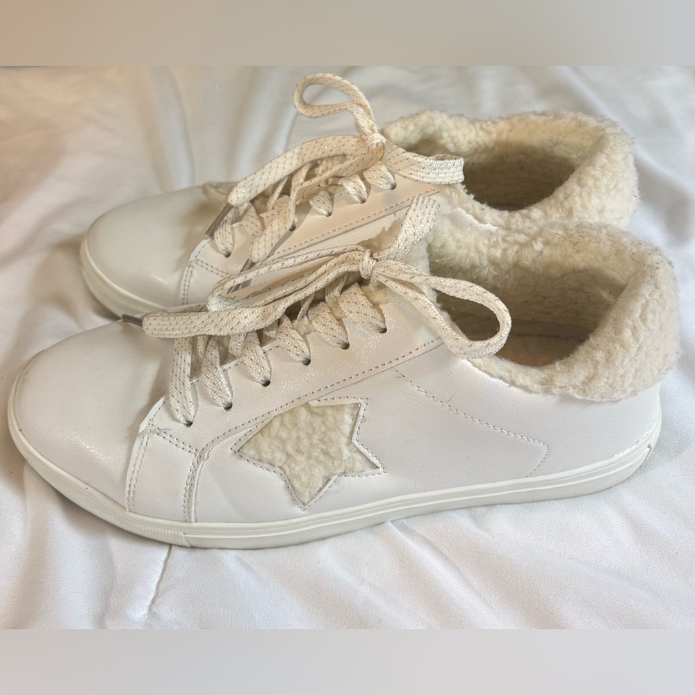 Portland Leather Shearling Lined Star Sneaker White Leather Sz 8.5